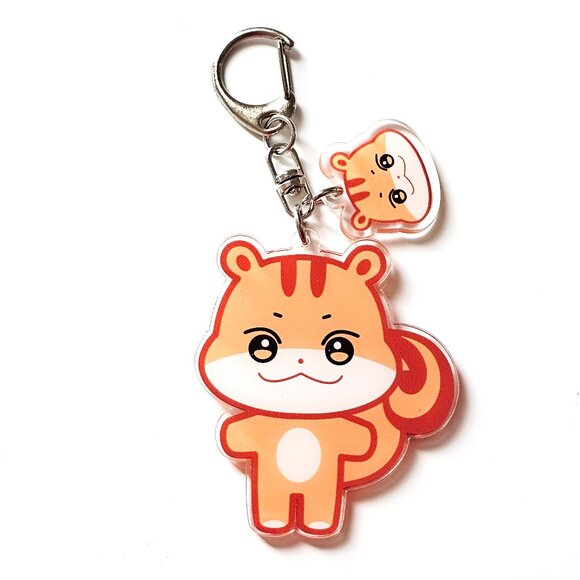 Kawaii Squirrel Acrylic Keychain Charm Cute Orange Chipmunk Bag Accessory Gift - Picture 1 of 2